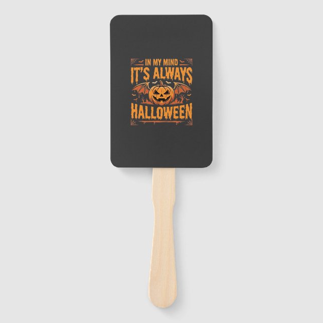 Leque Abóbora de Halloween sempre Morcego Vetor Design_1 (Frente)
