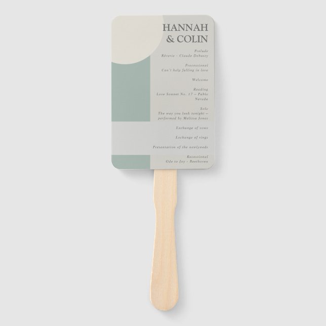 Leque Abstrato Geométrica Moderna De Boho De Cinza Verde (Frente)