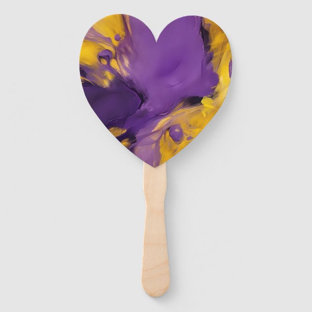 Leque Abstrato Roxo e Dourado (Frente)