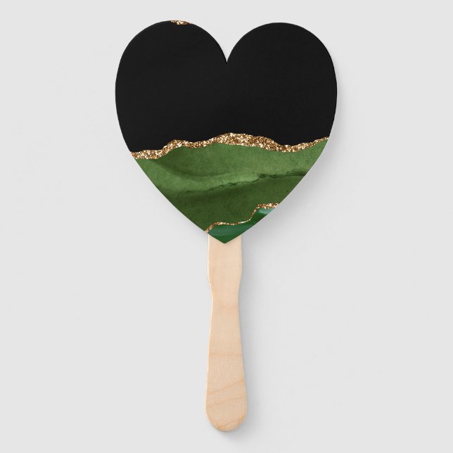 Leque Ágata Verde Esmeralda Contemporânea com Efeito Már (Frente)