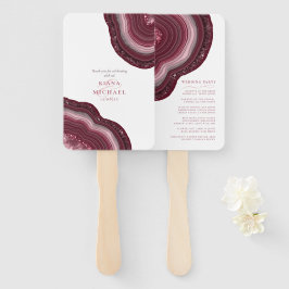 Leque Agate Geode Glitter Festa de casamento Burgundy ID