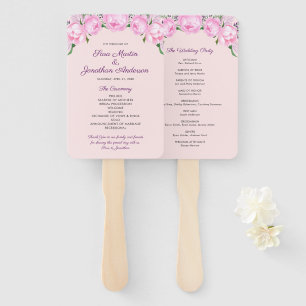 Leque Aguarela cor-de-rosa das peônias que Wedding