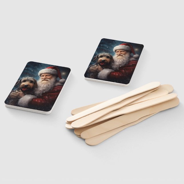 Leque Airedale com Papai Noel Natal Festivo (Desmontado)