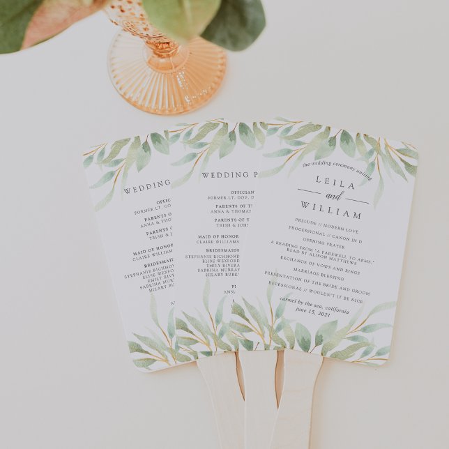 Leque Airy Botanical Wedding Program (Criador carregado)