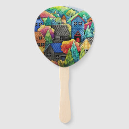 Leque Aldeia Do Lado Da Água Com Casas Coloridas