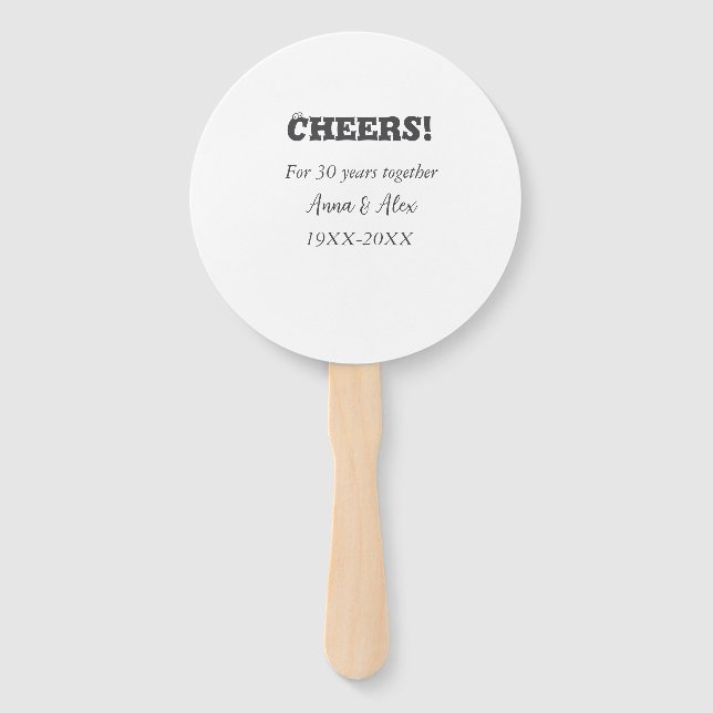 Leque Alegra-se a 30 anos juntos, aniversários, adicione (Frente)