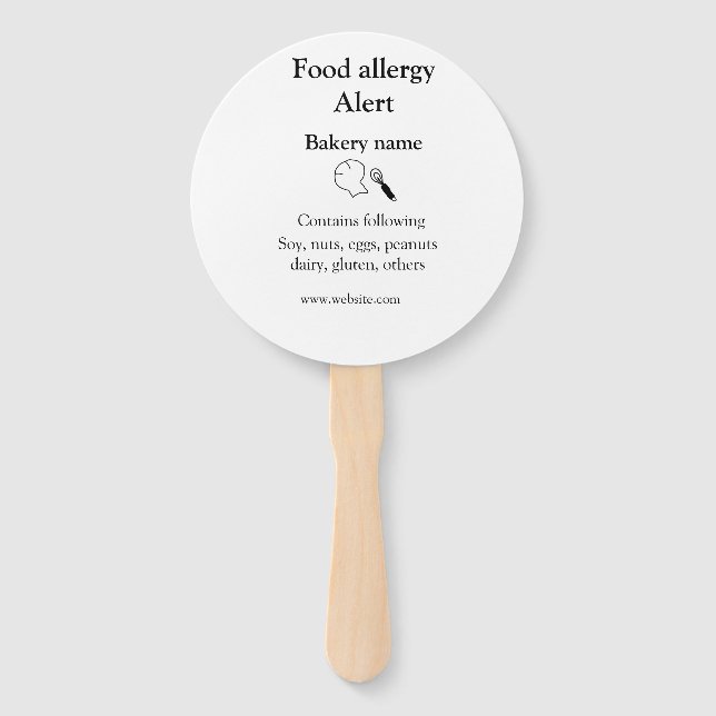 Leque Alerta de alergia de comida adicionar nome texto i (Frente)