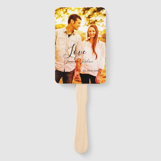 Leque Ame o nome da adição de fotos. Casal de casamento  (Frente)