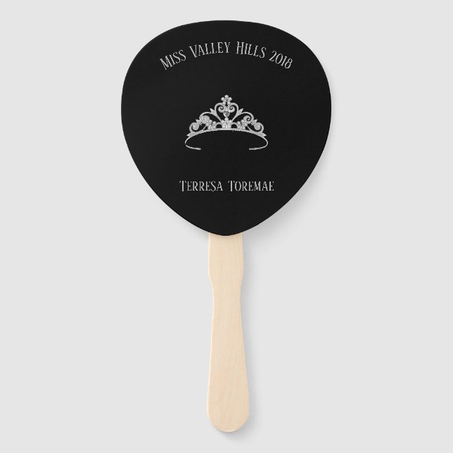 Leque America Rodeo Silver Crown Tiara Paddle Fan (Frente)