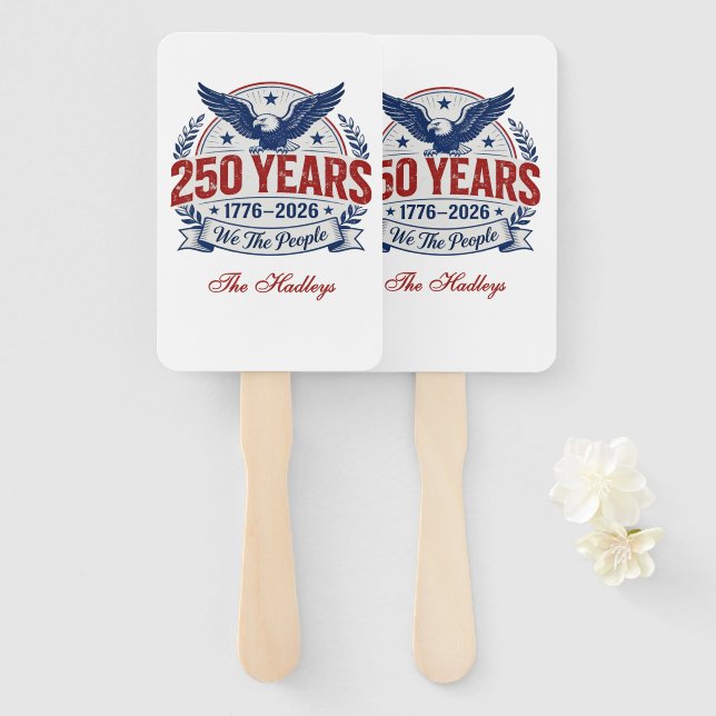 Leque America's 250th Anniversary Name (Frente e Verso)