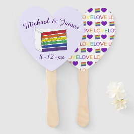 Leque Amor é Amor Arco-Íris Casado Bolo Coração Roxo