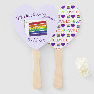Leque Amor é Amor Arco-Íris Casado Bolo Coração Roxo