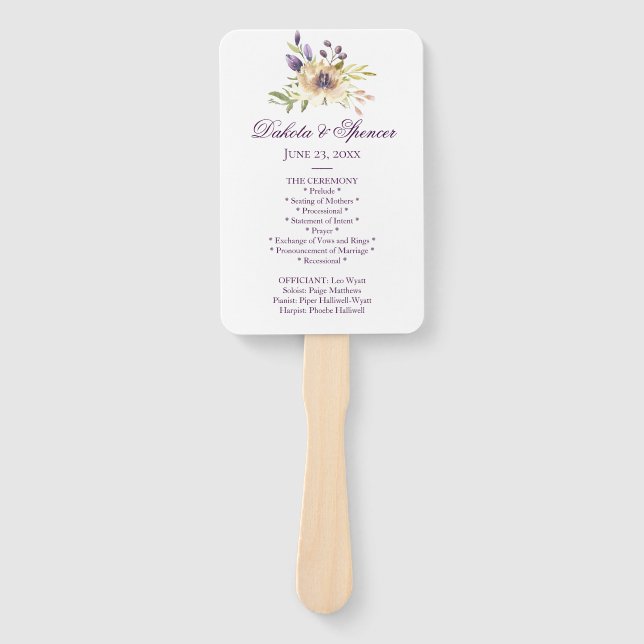 Leque Anemone Garden Floral Boho Moderno Cerimônia de Ca (Frente)