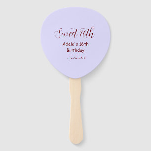 Leque Aniversário de 16 anos doce nome roxo pastel retro