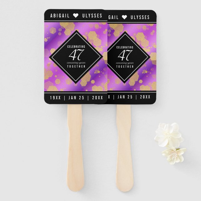 Leque Aniversário de Casamento de Ametist em 47° anivers (Frente e Verso)