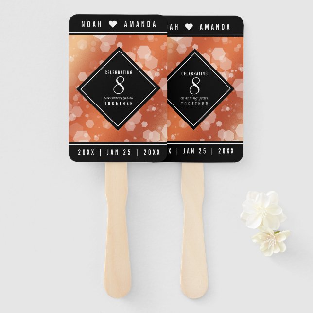 Leque Aniversário de Casamento de Bronze Elegante (Frente e Verso)