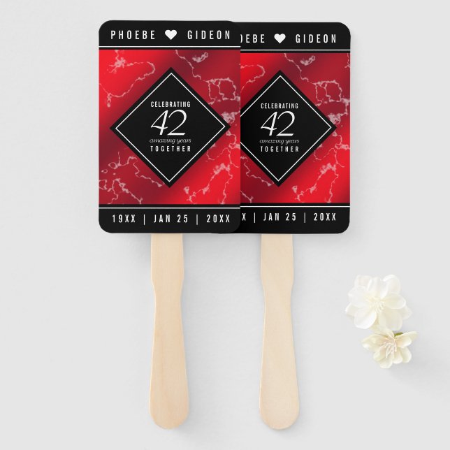 Leque Aniversário de Casamento do Elegante 42º Jasper (Frente e Verso)