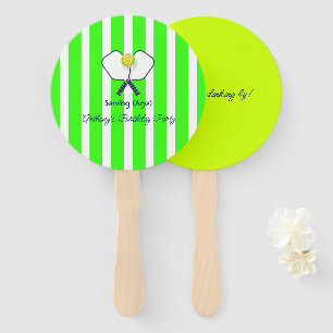 Leque Aniversário de Pickleball Verde Neon e Amarelo Ópt