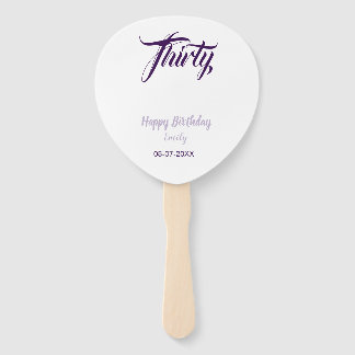 Leque Aniversário de trinta 30º nome data estilo roxo pa