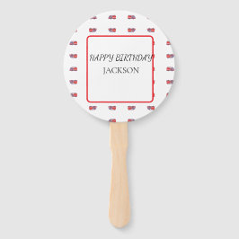 Leque Aniversário do Caminhão de Fogo Branco e Vermelho