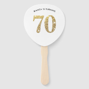 Leque ANIVERSÁRIO FAN na moda moderno 70 de brilho de ou