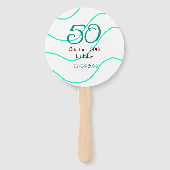 Leque Apelido vermelho verde para aniversário de 50 anos (Frente)