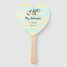 Leque apreciação do professor de aquarela azul simples