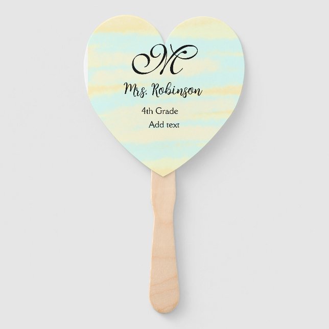 Leque apreciação do professor de aquarela azul simples (Frente)