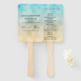 Leque Aqua e Dourada Folha de Ombre