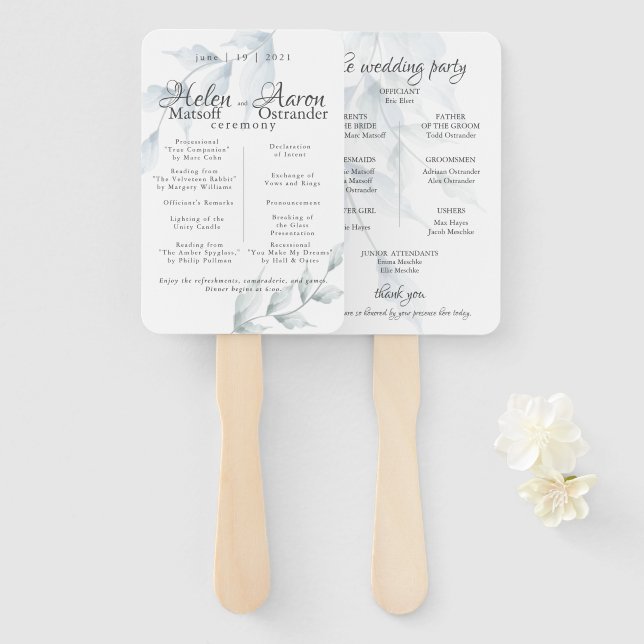 Leque Aquarela Azul Poeirento Sage Poeirento Helen (Frente e Verso)