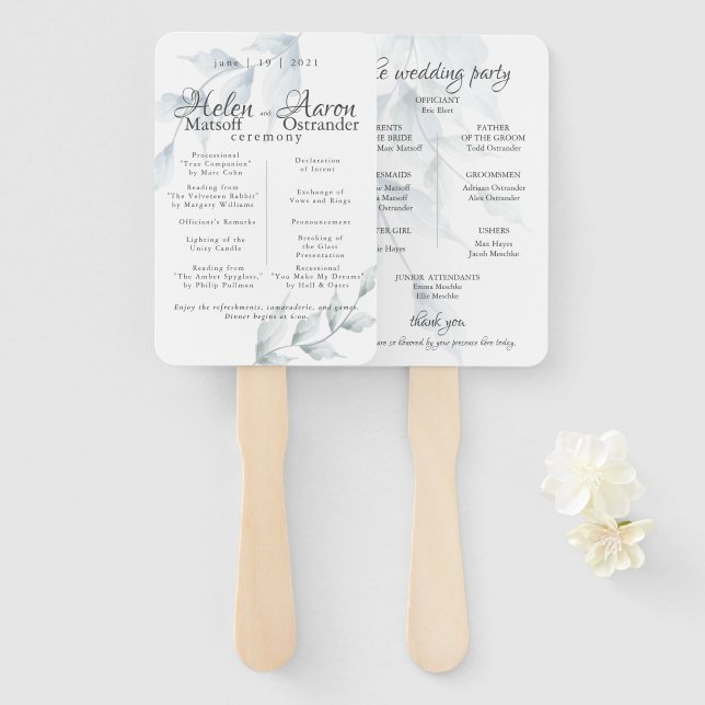 Leque Aquarela Poeira Azul Poeira Sage Helen (Frente e Verso)