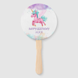 Leque Arco-íris de Aniversário de Unicórnio Rosa Mágico