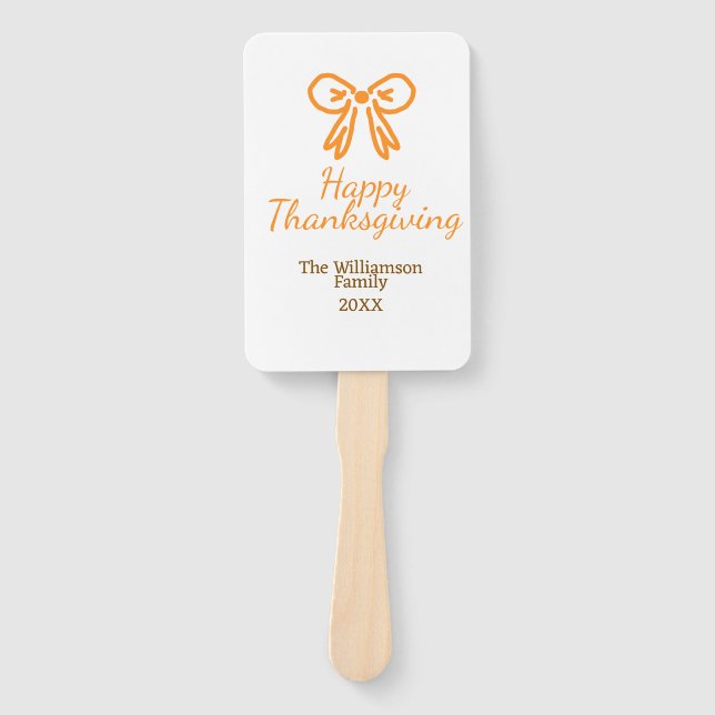 Leque Arco laranja retrô feliz Ação de Graças adiciona f (Frente)