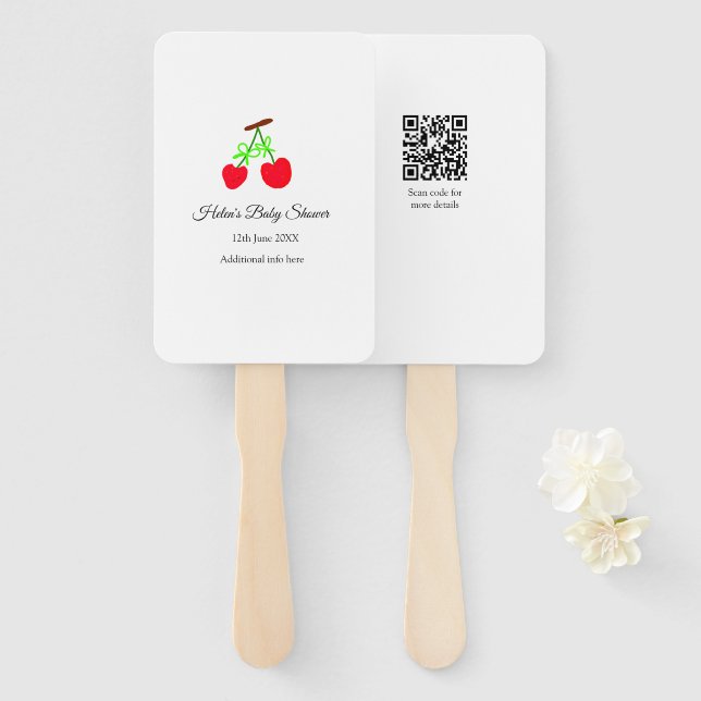 Leque arco verde-cereja adicionado nome chá de fraldas d (Frente e Verso)