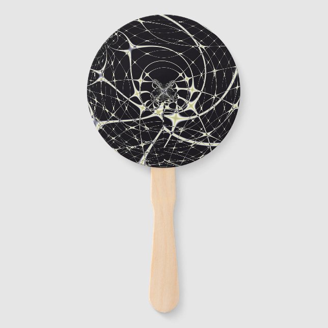 Leque Arte Abstrata Teia de Aranha Dourada (Frente)