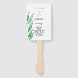 Leque Arte de Aquarela em Verde Azul Oceano Elegante