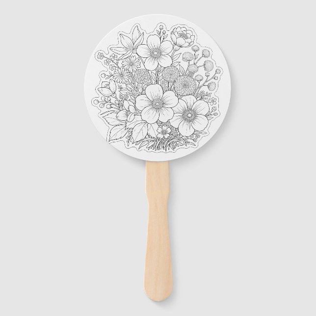 Leque arte de design floral (Frente)