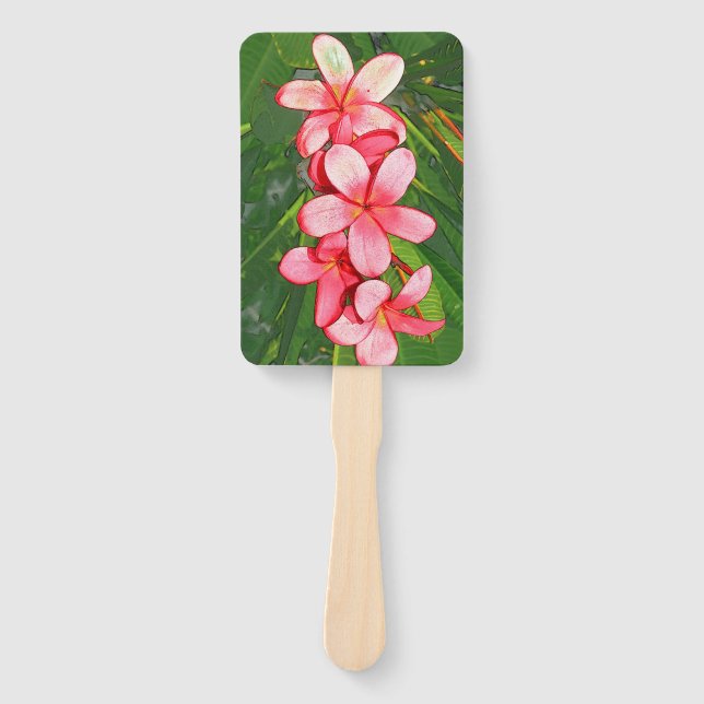 Leque Arte de Frangipani Tropical Rosa (Frente)