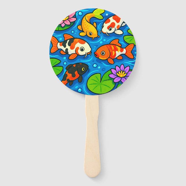 Leque Arte de Lagoa de Koi (Verso)