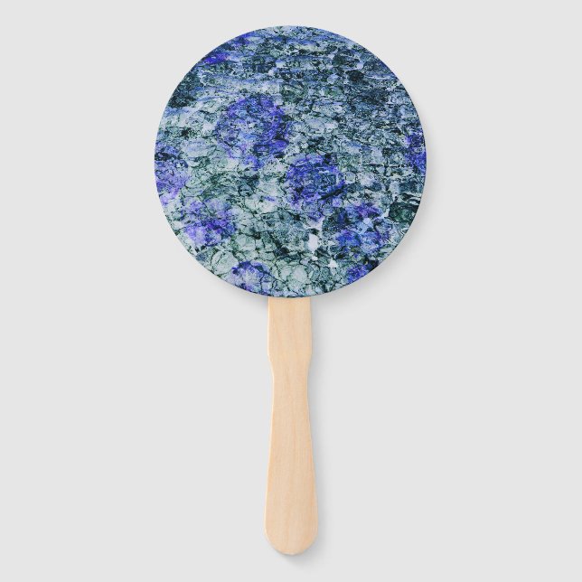 Leque Arte digital sobre fundo abstrato de cor azul (Frente)