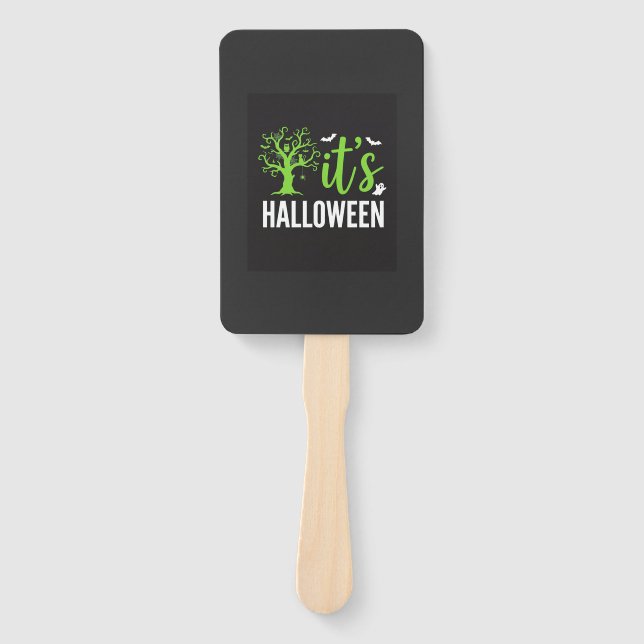 Leque Árvore Assustadora do Halloween com Morcegos em Ve (Frente)