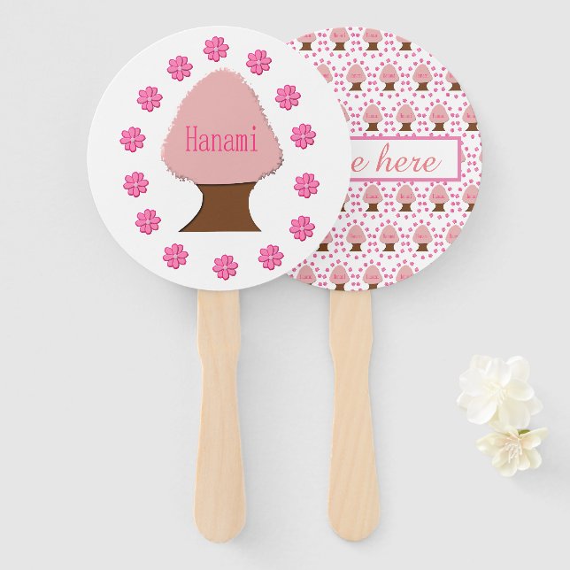 Leque Árvore de Cereja Japonesa Hanami Personalizada (Frente e Verso)