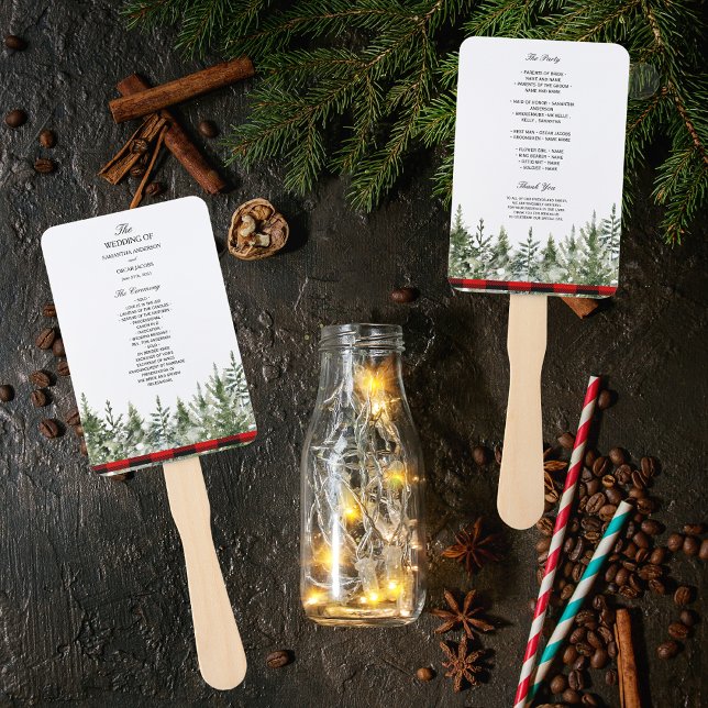 Leque Árvore verde de pinheiro de aquarela e Xadrez verm (Criador carregado)