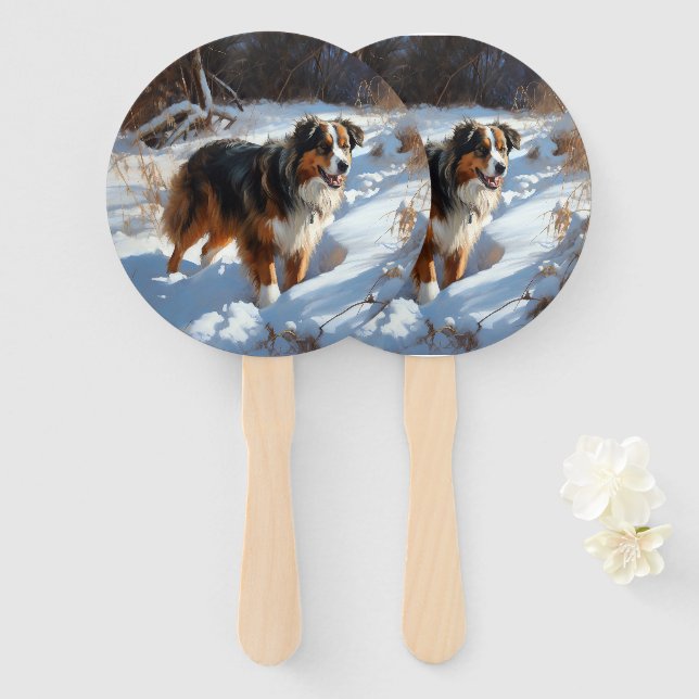 Leque Australian Shepherd Deixe Nevar Natal (Frente e Verso)