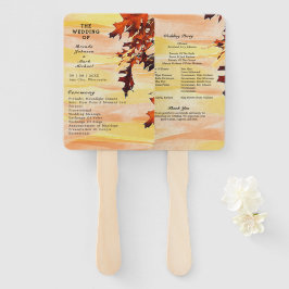 Leque Autumn Deixa Orange Yellow Swirl Weding Program