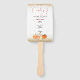 Leque Autumn Pumpkins Florals Glitter Weding Program