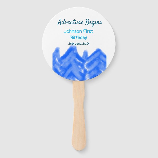 Leque Aventura Azul Aqua inicia montanha primeiro aniver (Frente)