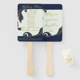 Leque Azul e Dourado