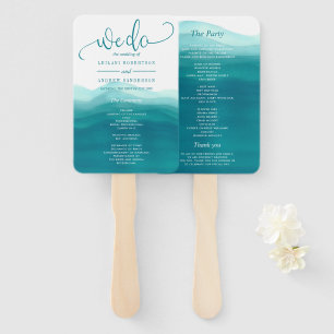 Leque Azul Teal Fazemos Casamento De Ómbre De Aquarela