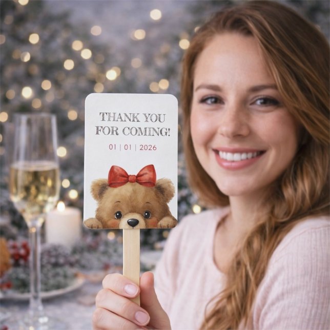 Leque Baby Bear And Rowan Berries Baby Shower (Baby Bear And Rowan Berries Baby Shower Hand Fan)